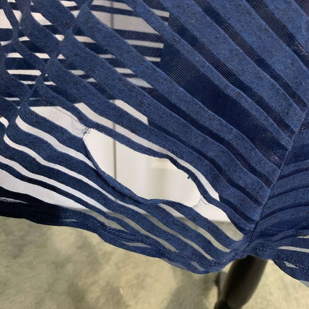 Kohls Navy Blue Mesh Stripe Long Sleeve Dress - Picture 5 of 5